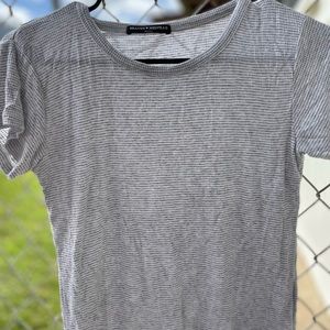 Brandy Melville gray and white stripped t-shirt